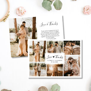 Liebe und Dankeschön Heart Wedding 6 Foto Collage Dankeskarte