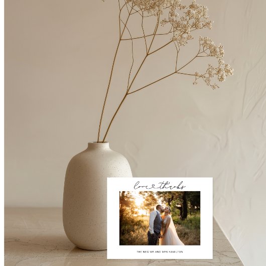 Liebe und Dankeschön Herzschrift Hochzeitsfotokart Einladung