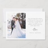 Liebe und Dankeschön Script 2 Foto Hochzeit Karte (Rückseite)