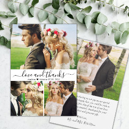 Liebe und Dankeschön Script 3 Foto Collage Wedding Dankeskarte