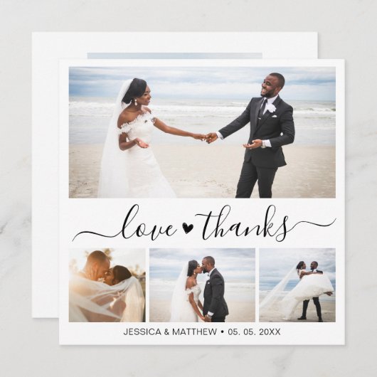 Liebe und Dankeschön Script 4 Foto Collage Wedding (Vorne/Hinten)