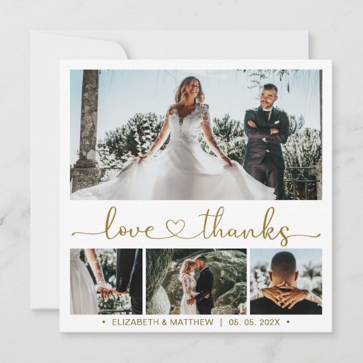 Liebe und Dankeschön Script 4 Foto Collage Wedding (Vorderseite)