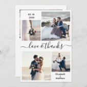 Liebe und Dankeschön Script 4 Foto Collage Wedding Dankeskarte (Vorne/Hinten)