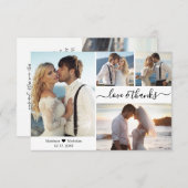 Liebe und Dankeschön Script 4 Foto Collage Wedding Dankeskarte (Vorne/Hinten)