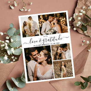 Liebe und Dankeschön-Script 5 Foto Collage Wedding Dankeskarte