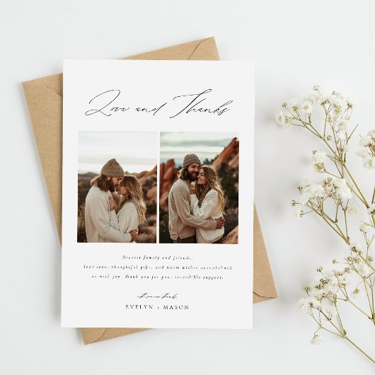 Liebe und Dankeschön Script 6 Foto Collage Wedding Dankeskarte