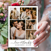 Liebe und Dankeschön Script 6 Foto Collage Wedding Dankeskarte