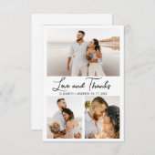 Liebe und Dankeschön Script Elegantes FotoCollage Dankeskarte (Vorne/Hinten)