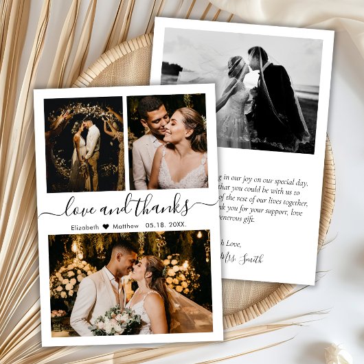 Liebe und Dankeschön-Script-Hochzeit 3 FotoCollage Magnetkarte