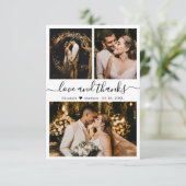 Liebe und Dankeschön-Script-Hochzeitskartett-Foto Dankeskarte (Stehend Vorderseite)