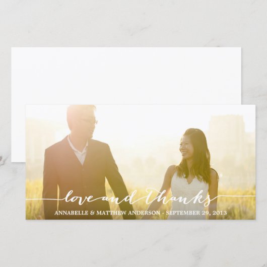 Liebe und Dankeschön-Script-Overlay-Hochzeit Dankeskarte (Vorne/Hinten)
