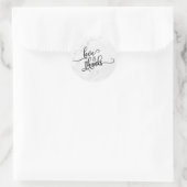 Liebe und Dankeschön-Script über weißes Marmor Runder Aufkleber (Tasche)
