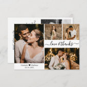 Liebe und Dankeschön Script Wedding 4 Foto Collage Dankeskarte (Vorne/Hinten)