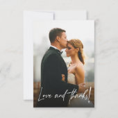Liebe und Dankskript Hochzeit Foto Dankeskarte (Vorderseite)