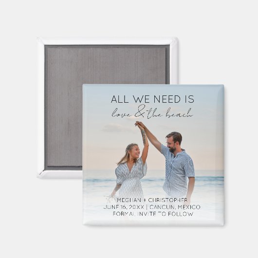 Liebe und das Beach Save the Date Foto Magnet (Vorderseite/Rückseite)