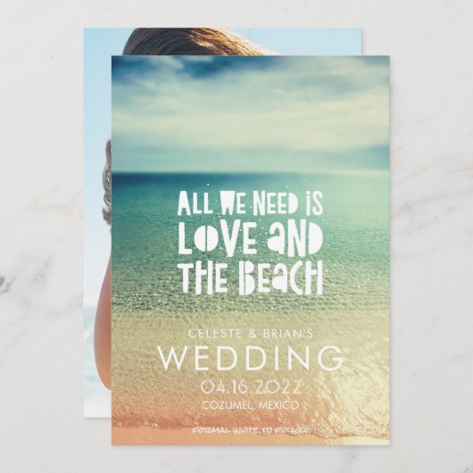 Liebe und das Beach Wedding Foto Save the Date (Vorne/Hinten)
