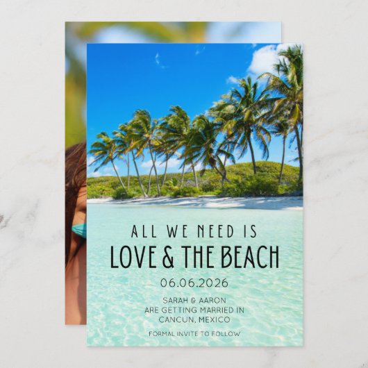 Liebe und das Beach Wedding Foto Save the Date (Vorne/Hinten)