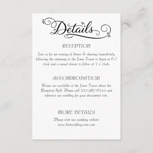 Liebe und Details Begleitkarte (Rückseite)