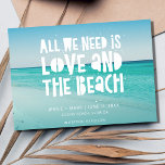 Liebe und die Beach Hochzeit in Urlaubsort Save The Date<br><div class="desc">"Alles, was wir brauchen, ist Liebe und Strand" Hochzeit in Urlaubsort Save the Date Card - der ideale Set für Ihr romantisches Strandfest! Diese Save the Date Karte ist sicher, um mit Ihren Gästen zu beginnen. Lass ihnen, dass sie eingeladen sind, sich in einem Paradies für die Feier eines Lebens...</div>