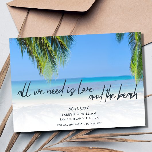 Liebe und die Beach Hochzeit in Urlaubsort Save The Date