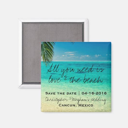 Liebe und die "Beach Wedding"-Datums-Magnete Geret Magnet (Vorderseite/Rückseite)