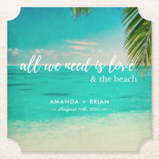 Liebe und die Beach Wedding Untersetzer (Vorderseite)