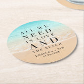 Liebe und die Hochzeit am Strand  Runder Pappuntersetzer (Angewinkelt)