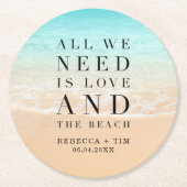 Liebe und die Hochzeit am Strand Runder Pappuntersetzer (Vorderseite)