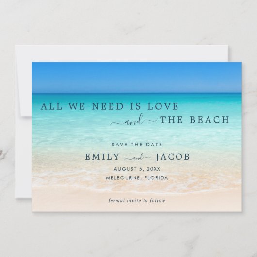 Liebe und die Hochzeit am Strand Save The Date (Vorderseite)