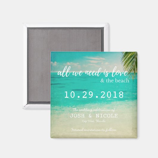 Liebe und die Hochzeit am Strand speichern die Dat Magnet (Vorderseite/Rückseite)