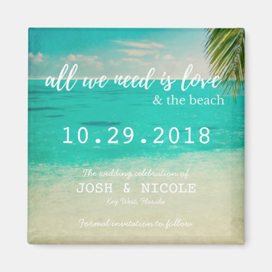 Liebe und die Hochzeit am Strand speichern die Dat Magnet (Vorne)