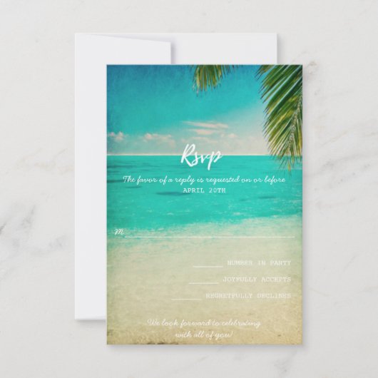 Liebe und die RSVP-Karte für Strandhochzeiten RSVP Karte (Vorderseite)