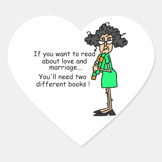Liebe und Ehe Spaß Herz-Aufkleber (Vorderseite)