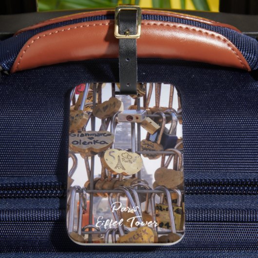 Liebe und Eiffelturm. Paris. Frankreich. Gepäckanhänger (Vorderseite Insitu 2)