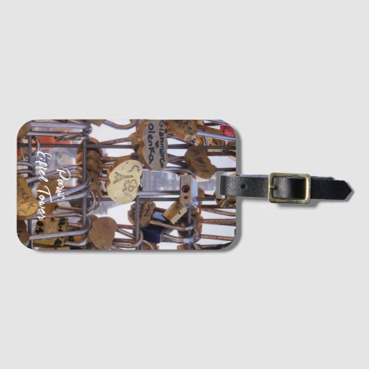 Liebe und Eiffelturm. Paris. Frankreich. Gepäckanhänger (Vorderseite (Horizontal))