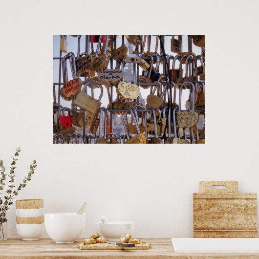 Liebe und Eiffelturm. Paris. Frankreich. Poster (Küche)