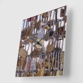 Liebe und Eiffelturm. Paris. Frankreich. Quadratische Wanduhr (Winkel)