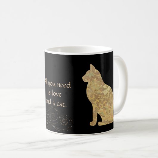 Liebe und eine Brocade Cat-Tasse Kaffeetasse (VorderseiteRechts)