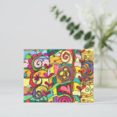 "Liebe und Farbe" Illustration von Paisley in Pari Postkarte (Stehend Vorderseite)