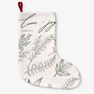 Liebe und Freude Blätter mit Name Blush Pink Weihn Kleiner Weihnachtsstrumpf