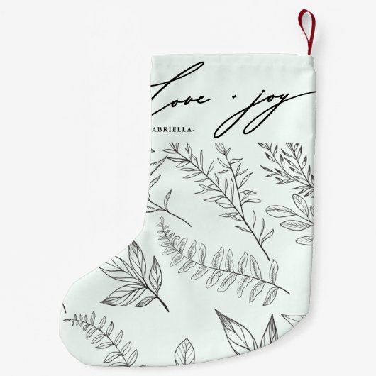Liebe und Freude Blätter mit Name Mint Weihnachten Kleiner Weihnachtsstrumpf (Rückseite)