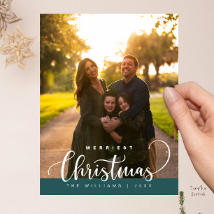 Liebe und Freude, Frohe Weihnachten Familienfoto Postkarte