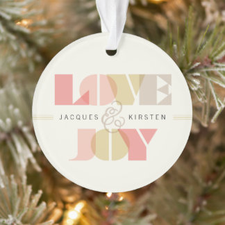 Liebe und Freude klar Geo Typografy Foto Hochzeit Ornament
