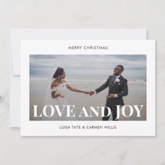 Liebe und Freude | Modern Minimalistische Zwei-Fot Feiertagskarte