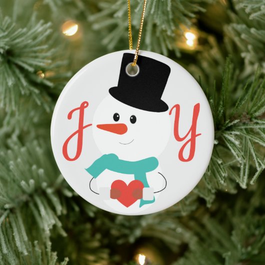 Liebe und Freude | Niedlicher Winterschnee Keramik Ornament (Baum)