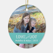 Liebe und Freude | Personalisiertes Foto Keramikornament (Links)