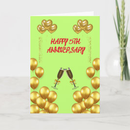 Liebe und Freude zum 5. Geburtstag Dankeskarte