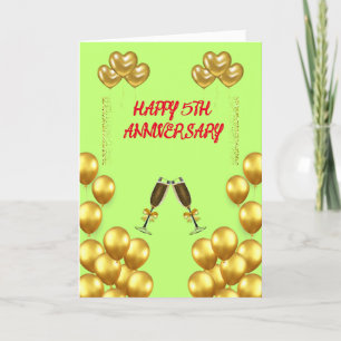 Liebe und Freude zum 5. Geburtstag Dankeskarte