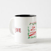 Liebe und Freude Zweifarbige Tasse (Vorderseite Links)