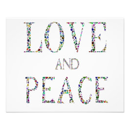Liebe und Frieden - Gemstone Lettern Design Fotodruck